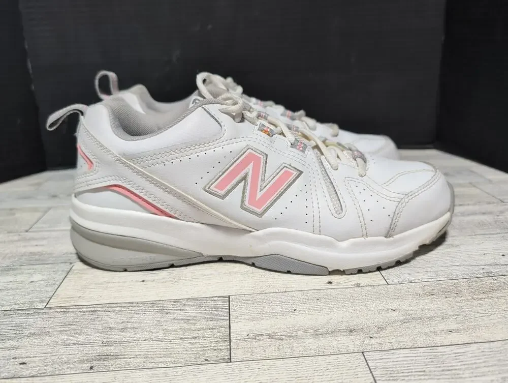 New Balance 608 V5 Adult Unisex Casual Comfort Shoe White Pink Women's Size 8.5